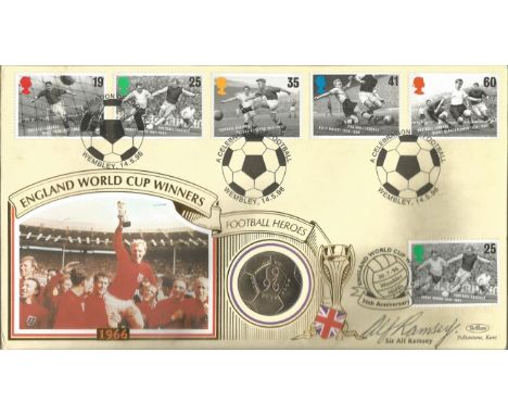 Sir Alf Ramsey 1966 England World Cup Manager Signed First Day Coin Cover. Good Condition. All signed pieces come with a Cert