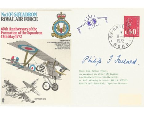 Great War fighter ace Phillip Fullard signed No 1 sqn RAF flown cover. Air Commodore Philip Fletcher Fullard, CBE, DSO, MC &a
