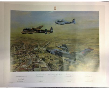 Dambuster World War Two print 24x30 titled Tribute to 617 Squadron Past and Present by the artist John Pettitt limited editio