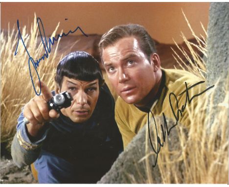Leonard Nimoy and William Shatner signed 10x8 colour Star Trek photo as Captain James T Kirk and Spock. Leonard Simon Nimoy w