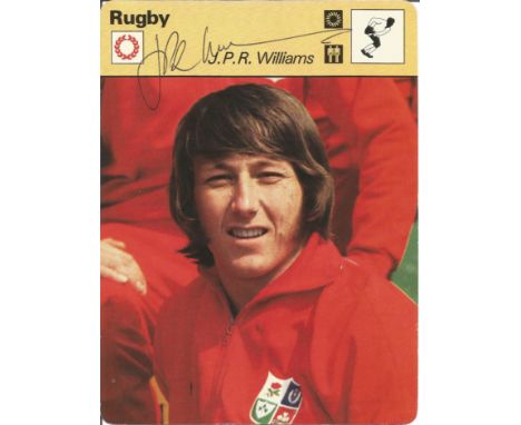 J P R Williams signed 6x5 colour card photo. Good Condition. All signed pieces come with a Certificate of Authenticity. We co