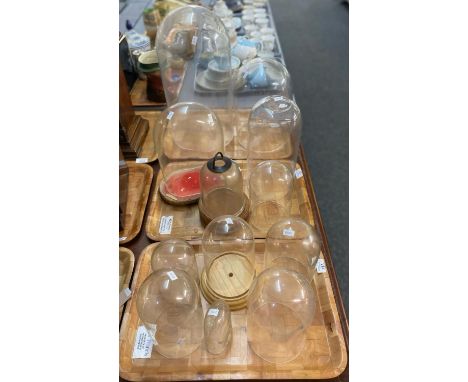 Co9llection of assorted glass clock domes, various.  15cm high to 46cm high approx.  (12)  (B.P. 21% + VAT) 