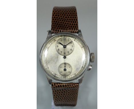 Vintage Gallet steel chronograph wristwatch with sweep seconds hand and two small inner dials.  (B.P. 21% + VAT) some wear an