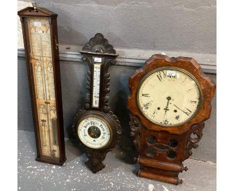 Reproduction limited addition Admiral Fitzroy type barometer, early 20th century carved and moulded wheel barometer and Victo