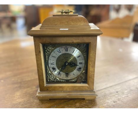 Georgian style three train bracket clock with brass face having Roman silvered chapter ring.  28cm high approx.  (Modern)  (B