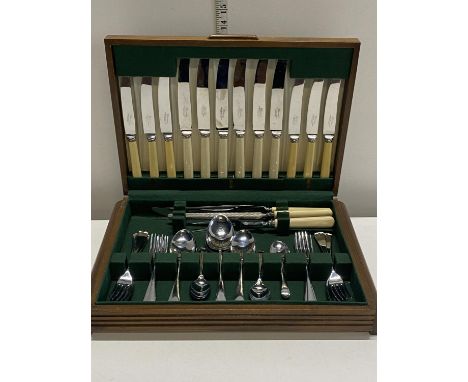 A cased set of vintage chrome plated cutlery