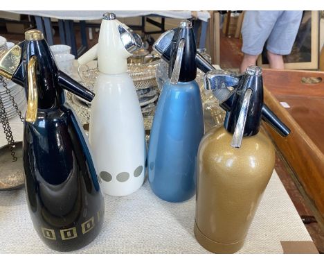 Four assorted vintage soda syphons shipping unavailable