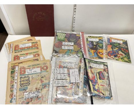 A job lot of vintage Dandy comics, Dandy and Beano annual. Spiderman and 2000AD comics