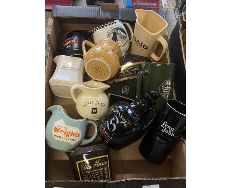 Twelve assorted vintage whiskey water jugs, shipping unavailable