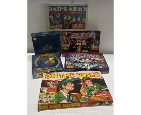 A selection of vintage board games including On the Buses, Dads Army (unchecked)