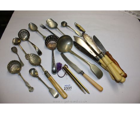 Miscellaneous plated Cutlery including pickle fork, fish knives and forks, etc.