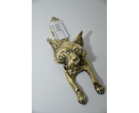 Brass fox head door knocker