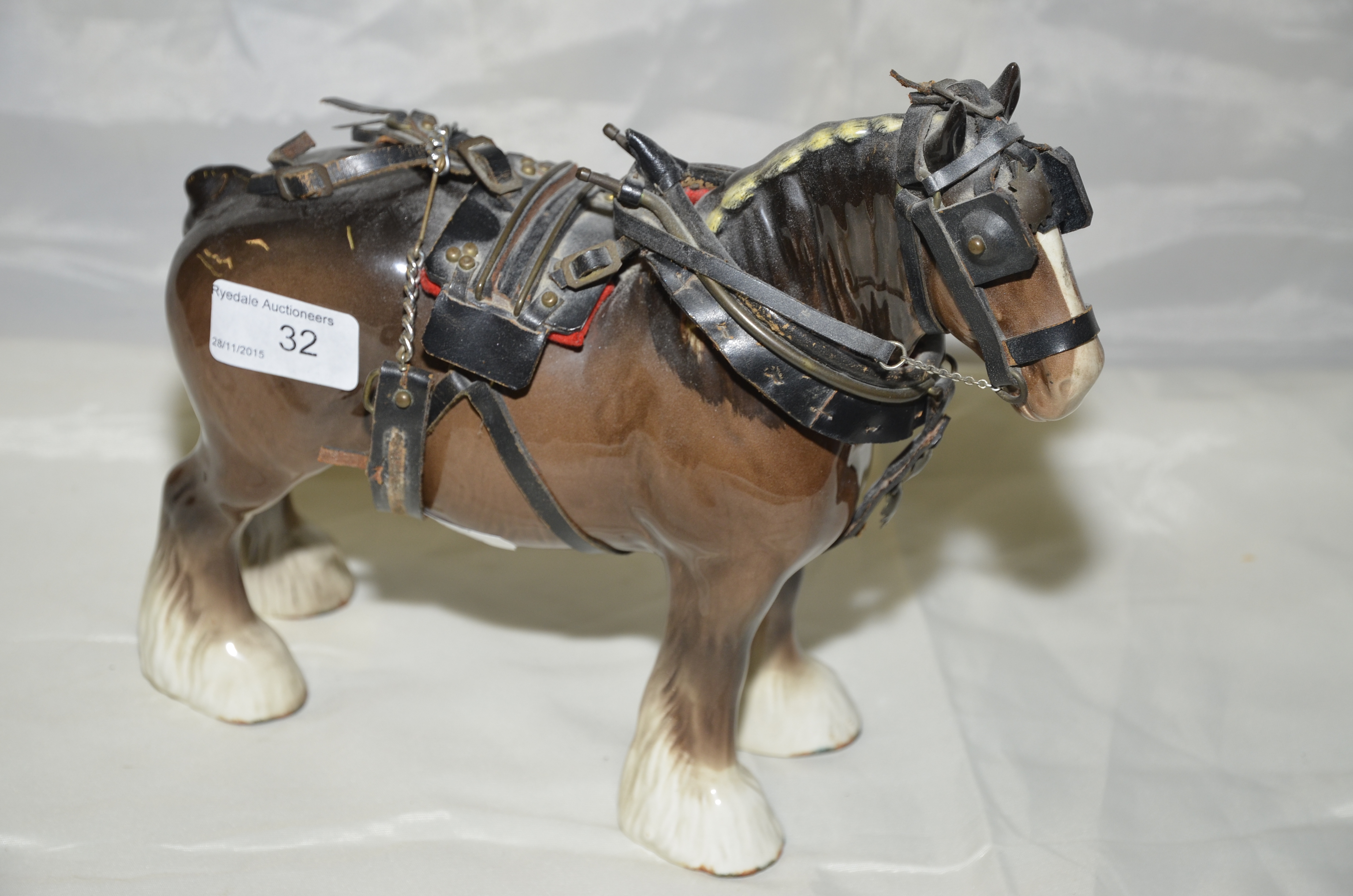 Beswick shire horse with harnesses