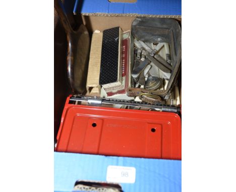 Small selection of cutlery, post office scales etc.