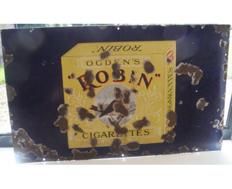 An enamel advertising sign "Ogden's Robin Cigarettes"