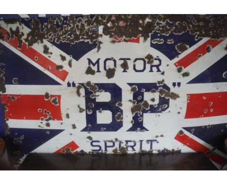 A large enamel sign "BP Motor Spirit"