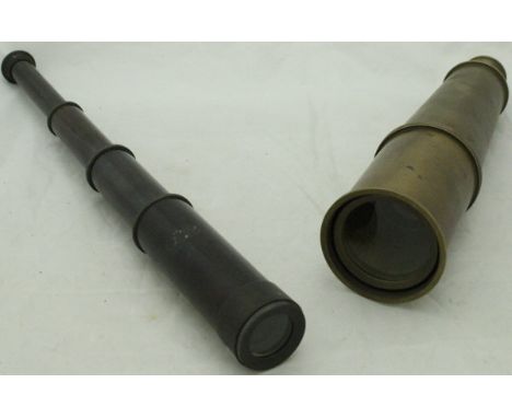 A replica 15" three draw telescope stamped "W. Ottway & Co., Ealing London 1915", together with a further replica 32" three d