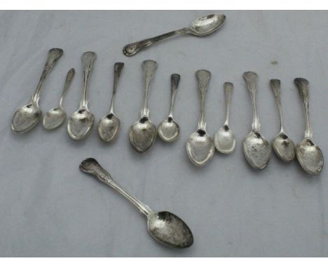 A set of eight William IV Irish silver teaspoons of Kings pattern design (by W R Smith, Dublin 1834), together with two silve