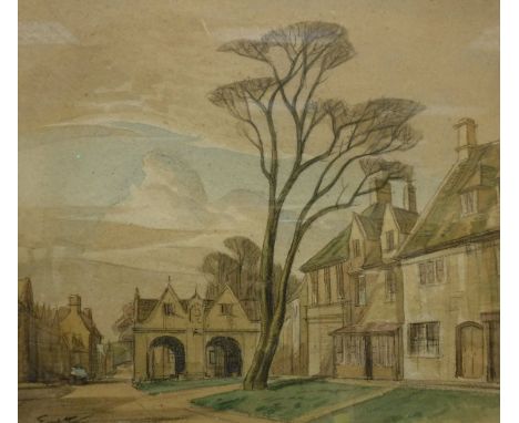 EMMETT "Chipping Campden Glos", watercolour, signed lower left, together with WGS "Betys-y-Coed", rural landscape with river,