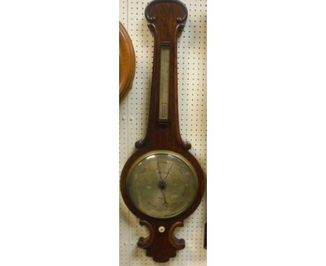 An oak cased banjo barometer, the brush steel dial marked "J Bullock of Chippenham"