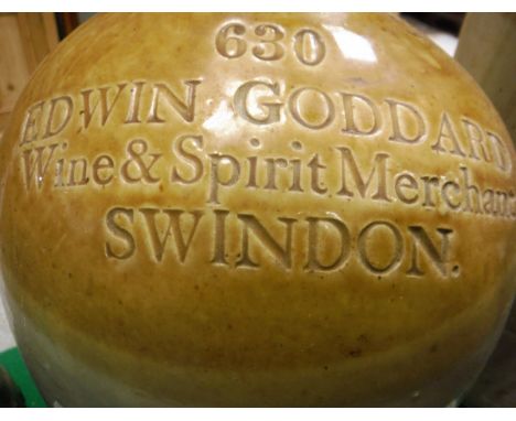 Assorted stoneware jars to include examples marked "Bamforth & Lockwood Botanical Brewers Swindon", another converted to a ta