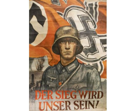 German poster "Der Sieg Wird Unser Sein!" (Victory will be Ours), together with a box of books to include ' The Collected Poe