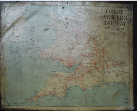 An enamel sign "Great Western Railway", featuring map of South West and Wales and the railway lines