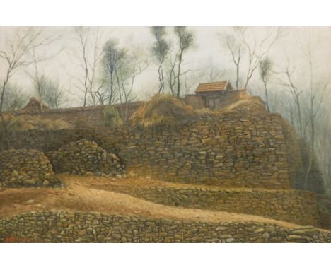 AFTER JEAN EVE (1900-1968) "Winter village", river scene, limited edition print No'd. 5/120, signed, together with WANG XIN "
