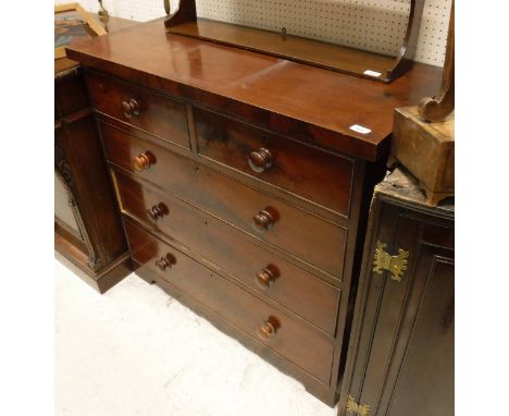 A Victorian mahogany chest of two short above three long drawers to bracket feet (cut down)