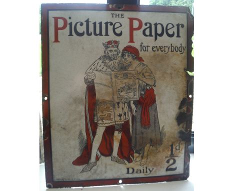 An enamel advertising sign "The Picture Paper for Everybody" by E Co Ld B'ham