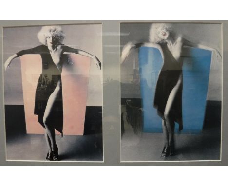 ENGLISH SCHOOL "Woman in pose", print of a photograph, together with two further prints in one frame and a engraving (3)