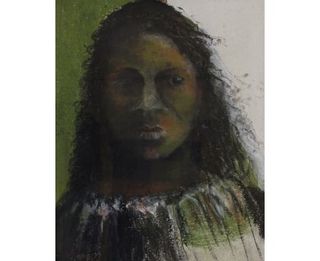 Mid-20th century coloured pastels on paper, portrait of a native child, unsigned, 12" x 10", framed 