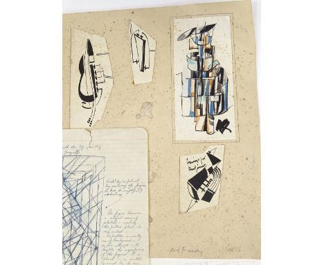 Eric Finlay, a group of ink drawings and a lithograph, mid-20th century abstract compositions 