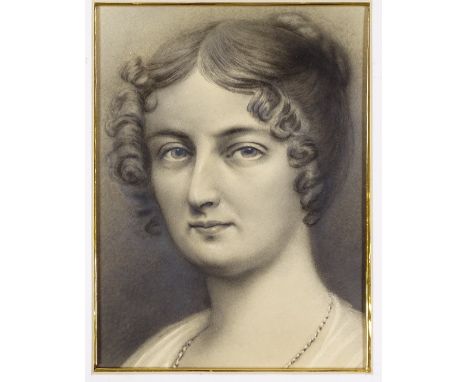 19th century British School, pencil / watercolour, head portrait of a young woman, unsigned, 9" x 6.6", mounted 