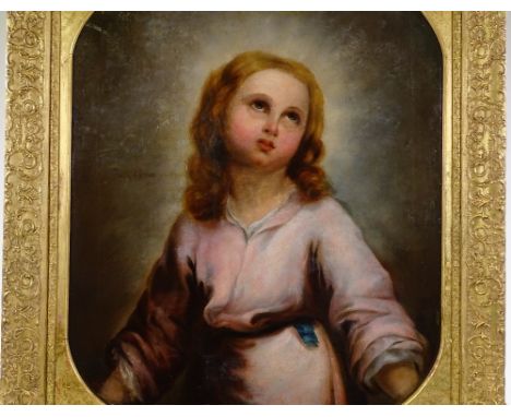 19th century oil on canvas, portrait of a child, unsigned, 30" x 25", framed 