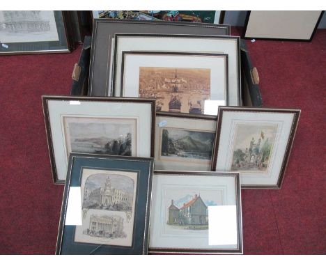 Sheffield Circa 1900 Engravings - Hull of the Fork Grinders, Royal Vist, corn Exchange, Map, the Hall In The Ponds, Two of Ro