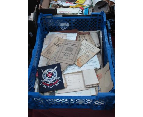 Barnsley Policeman's and Earlier Life Paper Ephemera, including photographs, ration books 1953-54, army forms, identity cards