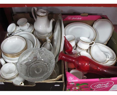 Royal Albert 'Burlington' (2nd quality) Tea-Dinner Service, moulded glass pedestal bowl:-Two Boxes.