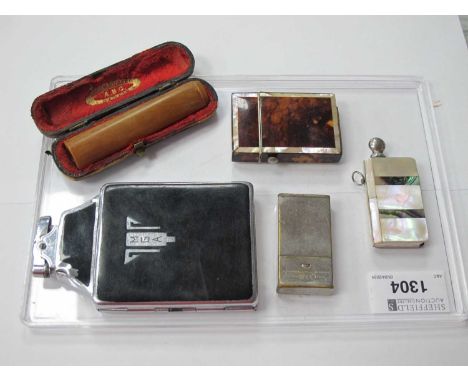Ronson Chrome Plate Art Deco Cigarette Lighter/Case. XIX Century tortoiseshell vesta case, cheroot holder, mother of pearl &a
