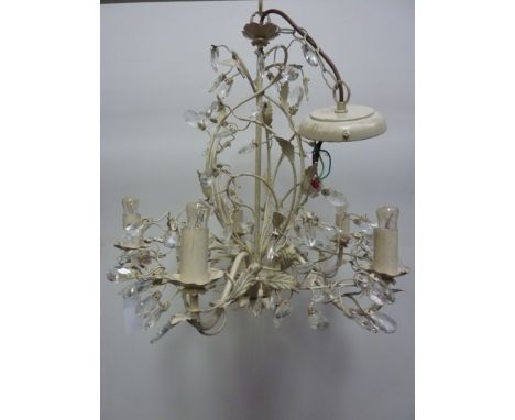 Cream wirework chandelier centre light fitting with glass drops and two other centre light fittings (3)