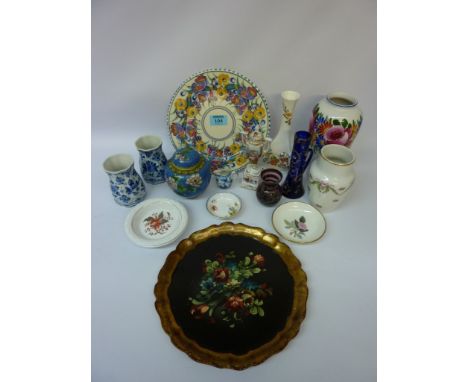 Cloisonné ginger jar H11cm, miniature jug bearing Meissen marks, Royal Worcester pin dish,  Poole plate and other decorative 