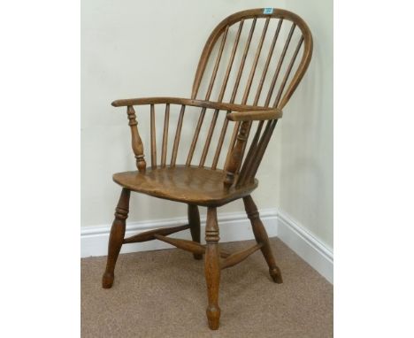 19th century Elm double bow stick back Windsor armchair 