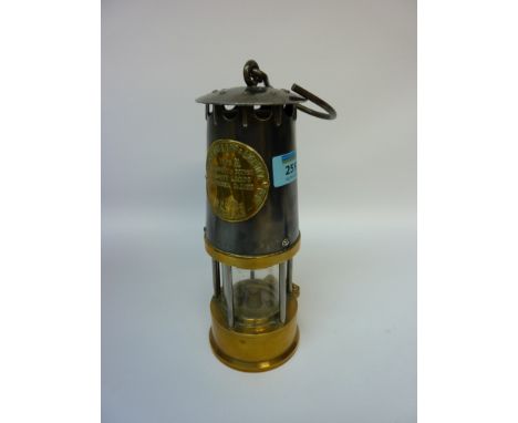 Miner's brass and gun metal finish safety lamp by 'The Protector Lamp & Lighting Co.'