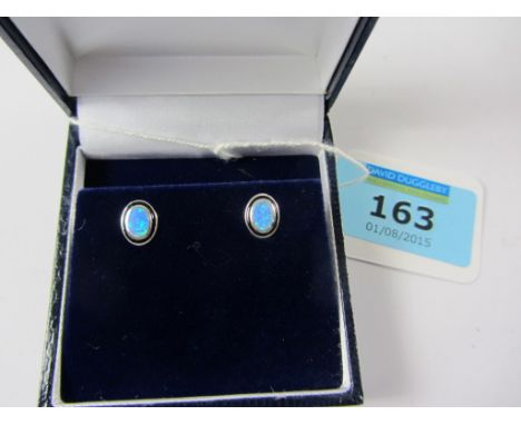 Pair opal  ear-rings stamped 925
