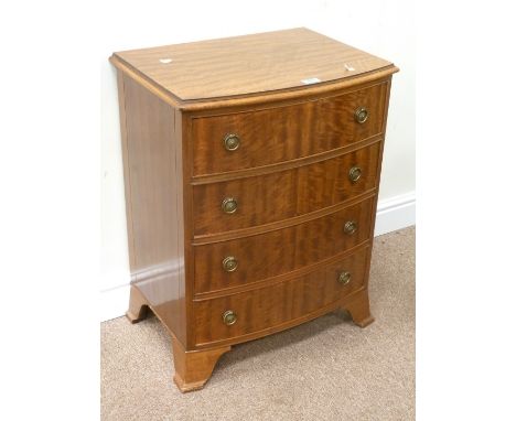 Reproduction mahogany bow front four drawer chest, W55cm