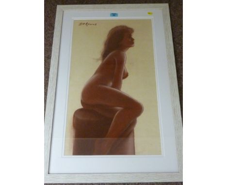 Full length Female Nude portrait, mid/late 20th century pastel signed De Koning 66cm x 38cm

