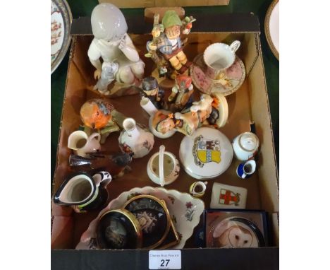 A box containing a quantity of collectable ceramics, to include: Goebel, Spode, Beswick, Goss and other items.