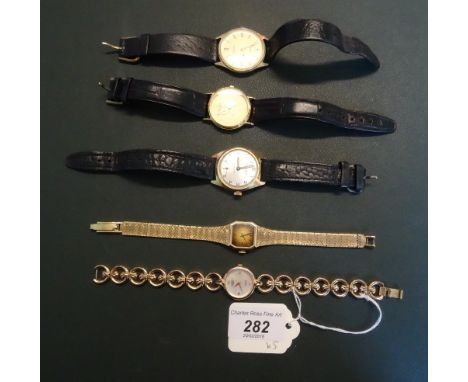 A quantity of wristwatches, to include: Tissot, a Rotary Veneto in yellow metal case and three others.