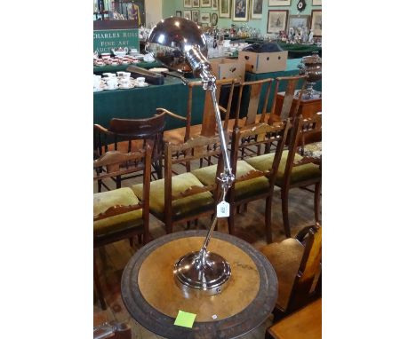 Nickel plated large adjustable desk lamp (77cm).