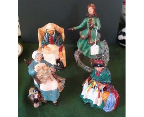 Three Royal Doulton ceramic figurines, to include: 'Silks & Ribbons' (HN2017), 'Nanny' (HN2221) and 'Forty Winks' (HN1974), t